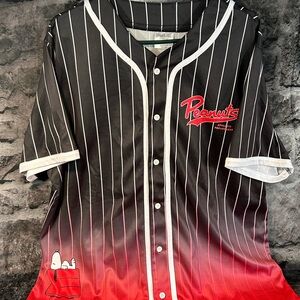 Peanuts Black and Red Striped Men's Jersey